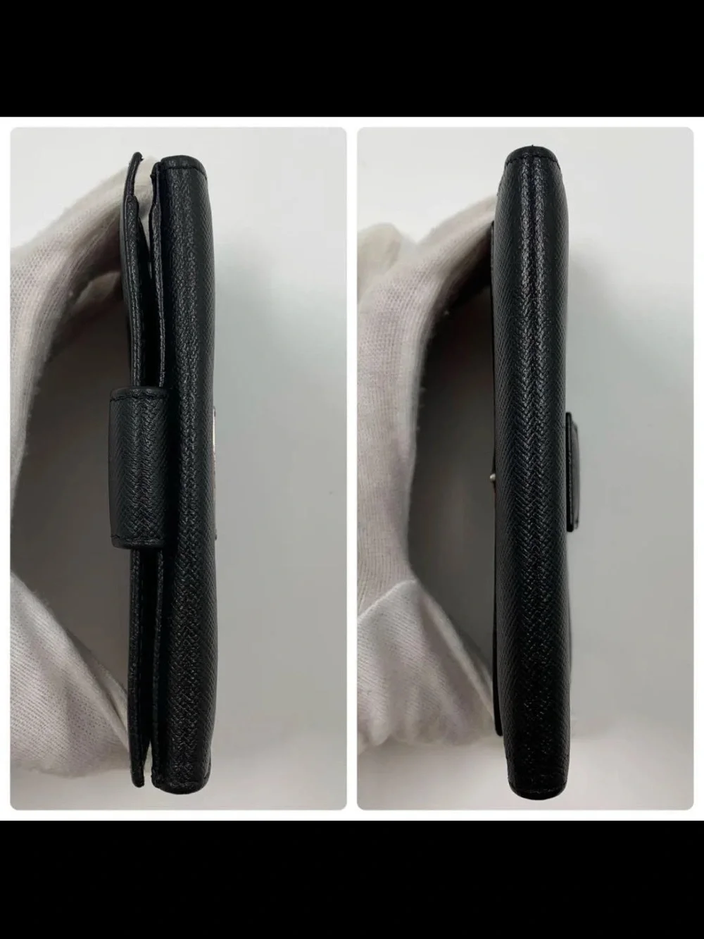 Prada Black Saffiano Leather Wallet Clutch with Silver Logo